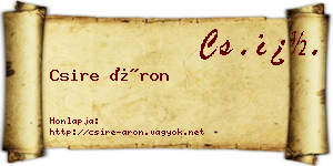 Csire Áron névjegykártya