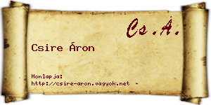 Csire Áron névjegykártya